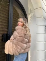 Luxe Sand Fox Fur Jacket - Image 3