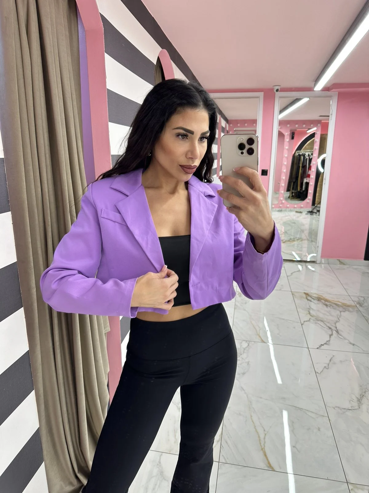 0-02-05-ea86868c8284ccaab729e6d1f1ce3320b0e6dc0b772949eef99ef172c5f8454b_2237fb015a2 Purple Crop Blazer - Image 1