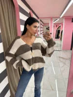 Sweet Stripes Cardigan – Καφέ / Εκρού