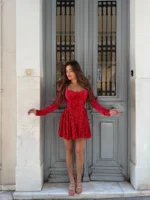 Mini Dress  Crystal Glow  – Κόκκινο