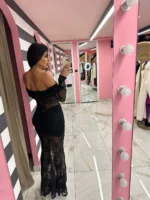 Midnight Lace Off-Shoulder Dress - Image 2