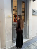 Chocolate Elegance Maxi Dress - Image 2