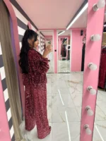 Maxi Dress με Πούλιες – Κόκκινο - Image 2