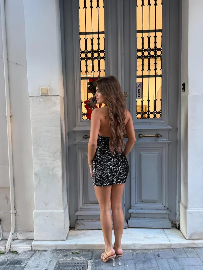 Black Sparkle Mini Dress - Image 2