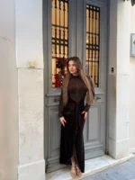 Chocolate Elegance Maxi Dress