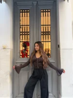 Elegance Ruched Top – Chocolate Brown