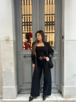 Black Belted Suit Set