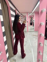 Burgundy Luxe Velvet Suit - Image 2