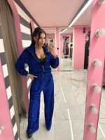 Royal Blue Shine Sequin Set