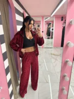 Burgundy Night Sequin Set