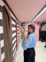 Soft Bloom Crop Top – Sky Blue - Image 2