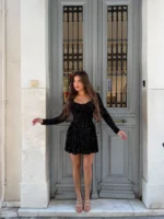Mini Dress  Crystal Glow  – Μαύρο