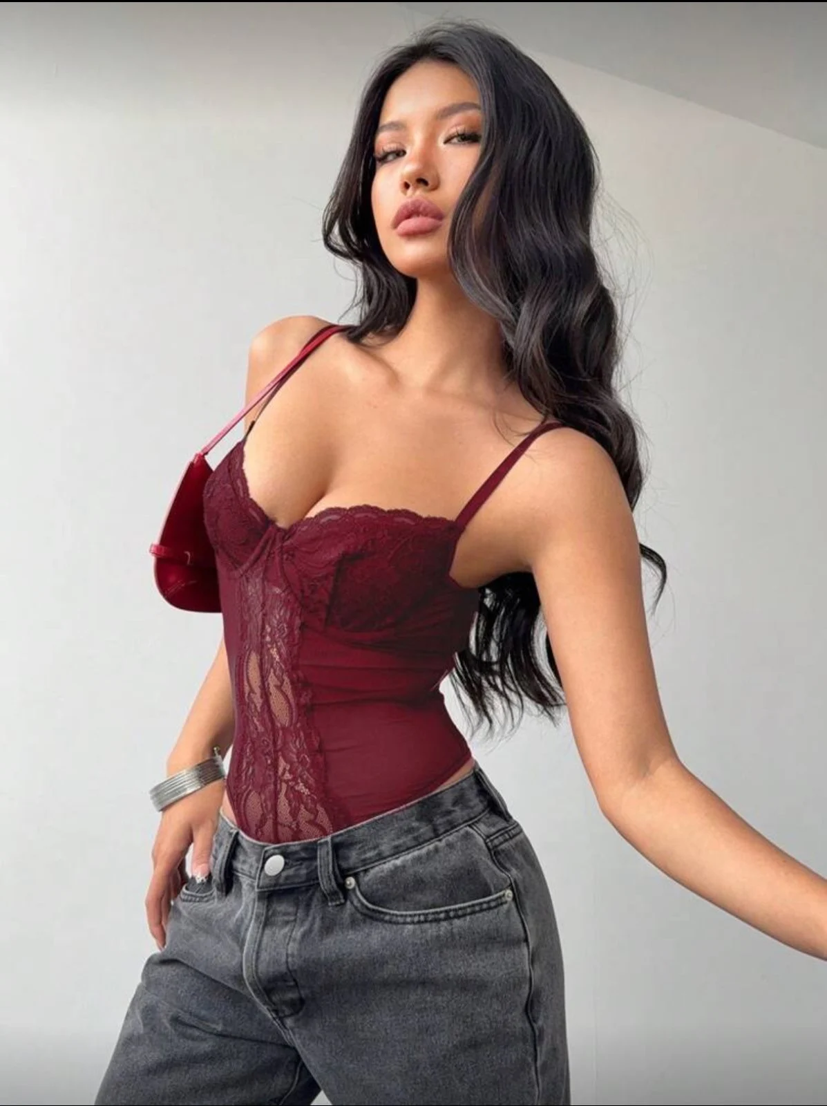 0-02-05-bd4060a2ab50bf312a7f55ff79e7b198031a176197d3fee7c78a672b1a58c0e2_222be30a86d Lace Desire Bodysuit – Μπορντό - Image 1