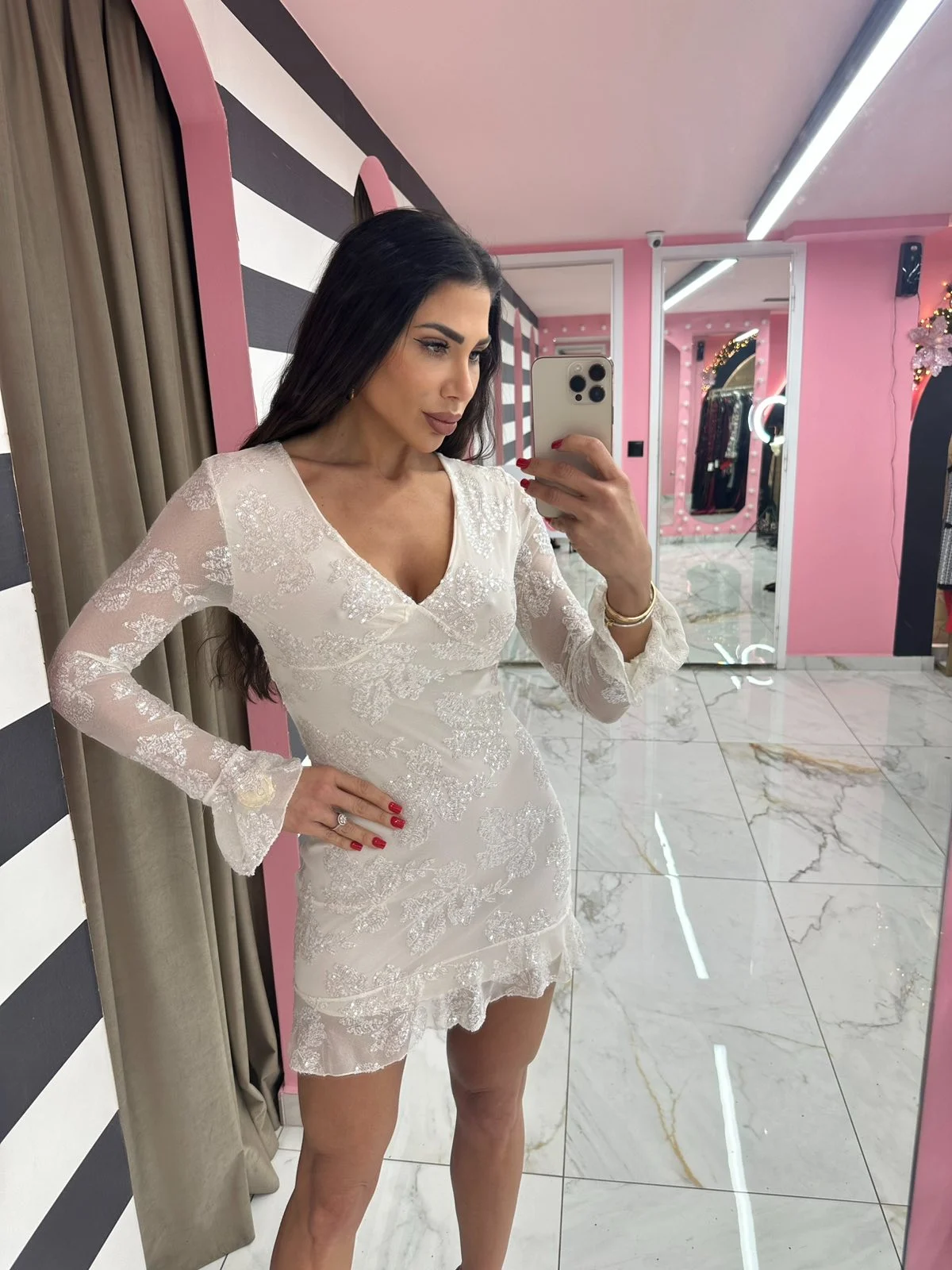 0-02-05-c5f5bf669df3556bd4ee9b7fa5d22c61986b70c74f7867c15163eae31576668d_222d9d9b56f White Romance Mini Dress - Image 1