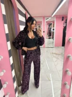 Purple Black Sparkle Sequin Set