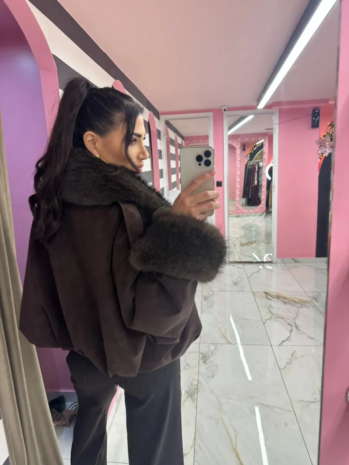 Lux Brown Fur Bomber - Image 2