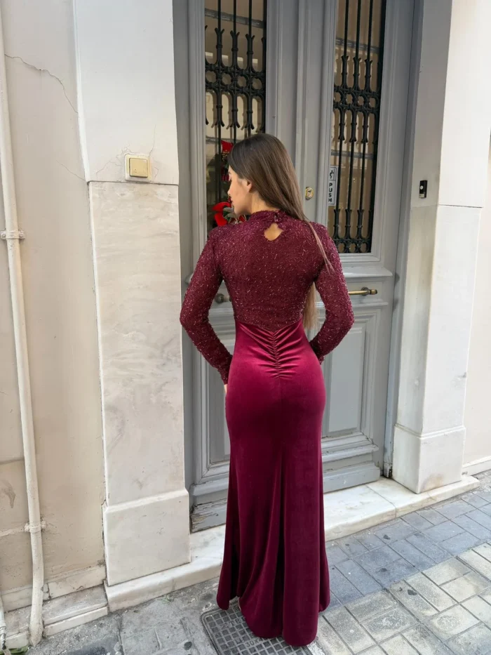 Burgundy Velvet Muse Maxi Dress - Image 2