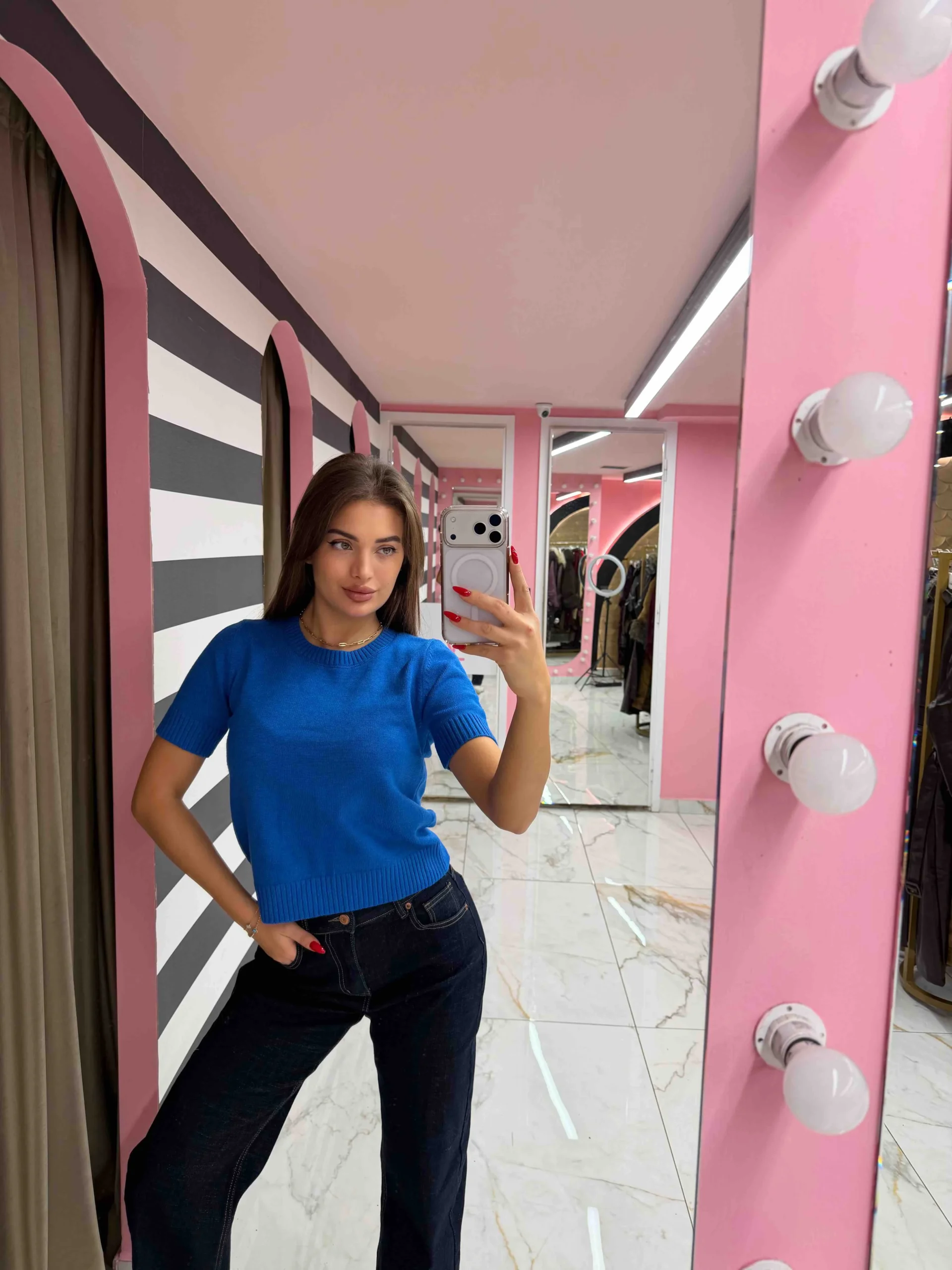 0-02-05-e34370a13614508e635dd27dba104d009c2ec9e0189647783f5ade6d49189172_22319a13451 Electric Blue Knit Tee - Image 1