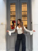 Elegance Ruched Top – White