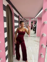 Burgundy Velvet Dream Jumpsuit