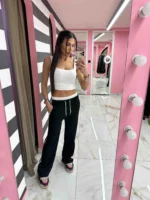 Relax Stripe Pants – Black