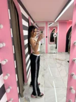 Relax Stripe Pants – Black - Image 2