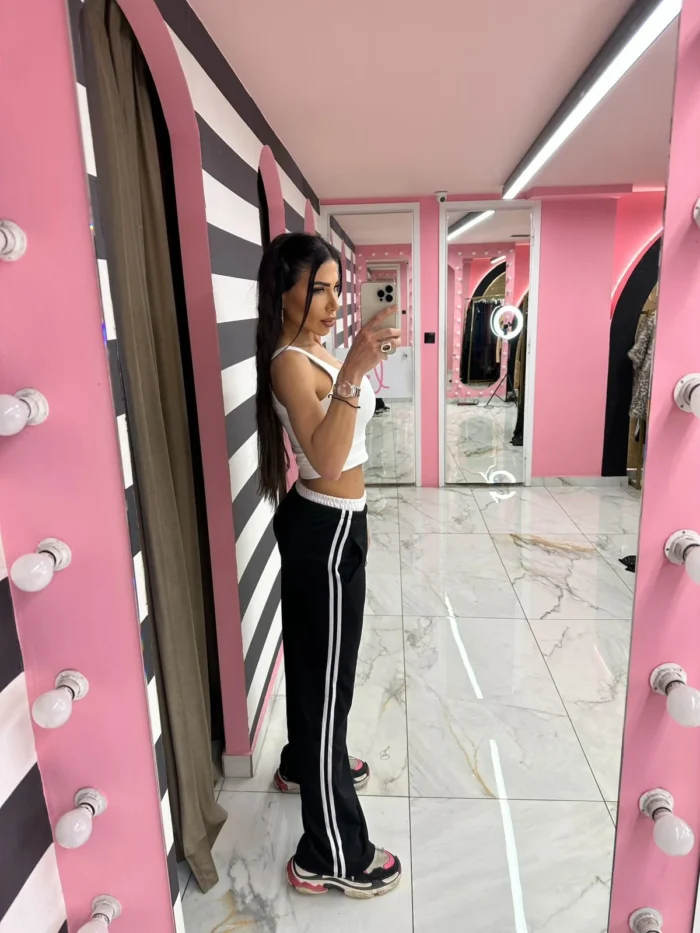 Relax Stripe Pants – Black - Image 2