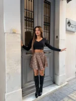 Snake Flare Mini Skirt