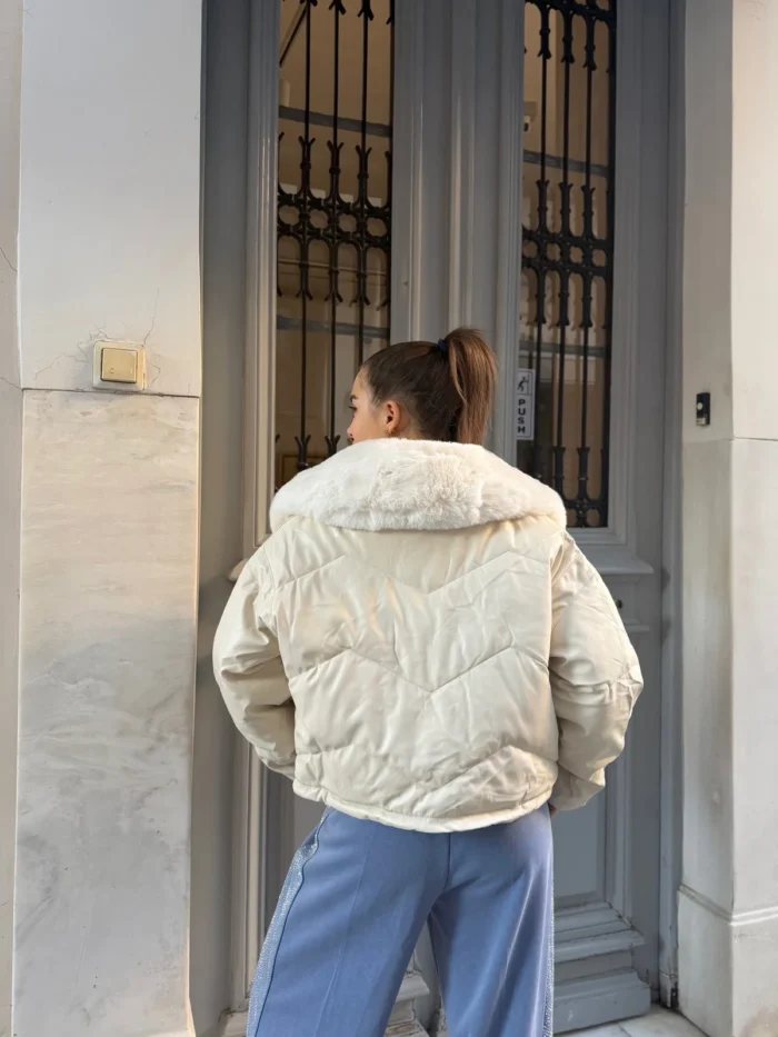 Luna Fur Jacket – Cream - Image 2