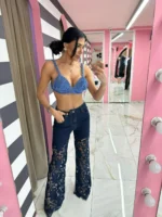 Navy Lace Glam Jeans