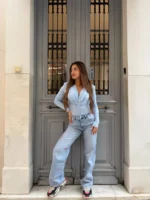 Τζιν Παντελόνι Straight Fit με Λεπτομέρειες