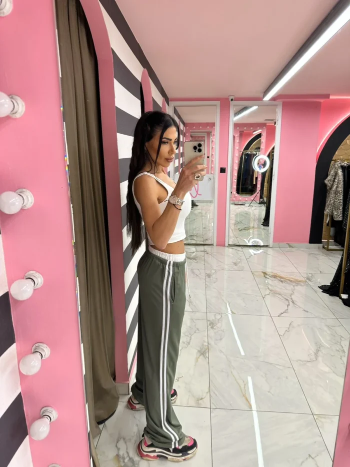 Relax Stripe Pants – Olive - Image 2