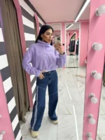 Side Stripe Wide Leg Jeans