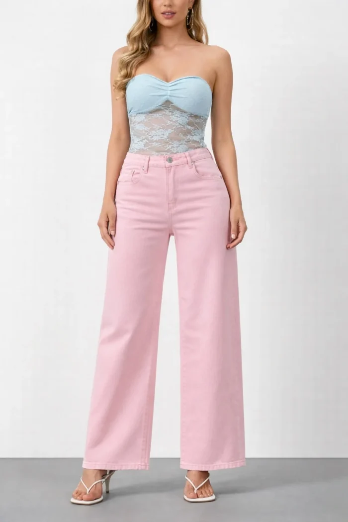 Pink Crystal Wide Leg Jean - Image 2