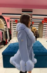 Luxury Blue Fox Fur Coat - Image 2