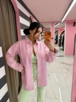 Crystal Denim Shirt – Pink Candy